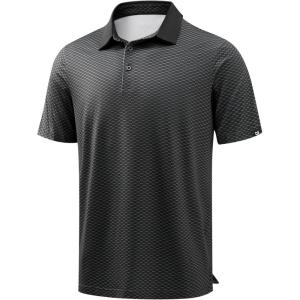 imageMens Golf Polo Shirts Dry Fit Performance Moisture Wicking Casual Print Golf Shirts for Men BreathableBlack Rectangle