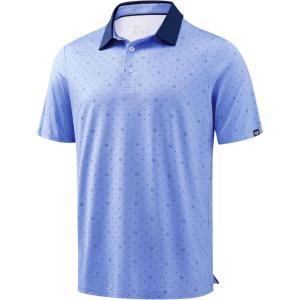imageMens Golf Polo Shirts Dry Fit Performance Moisture Wicking Casual Print Golf Shirts for Men BreathableBlue Golf Club