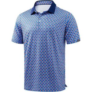 imageMens Golf Polo Shirts Dry Fit Performance Moisture Wicking Casual Print Golf Shirts for Men BreathableCheckerboard