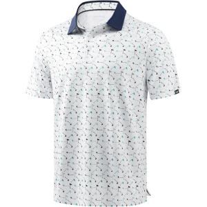 imageMens Golf Polo Shirts Dry Fit Performance Moisture Wicking Casual Print Golf Shirts for Men BreathableGolf Flag
