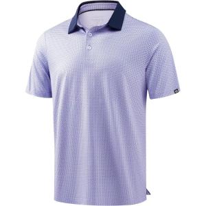 imageMens Golf Polo Shirts Dry Fit Performance Moisture Wicking Casual Print Golf Shirts for Men BreathablePurple Geometry