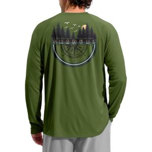imageMens Sun Protection Shirts UPF 50 Rash Guard for Men Swim Long Sleeve Hiking Fishing Athletic Workout ShirtArmy Green Compass