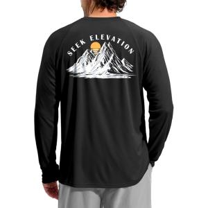 imageMens Sun Protection Shirts UPF 50 Rash Guard for Men Swim Long Sleeve Hiking Fishing Athletic Workout ShirtBlack White Mountain