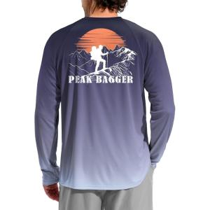 imageMens Sun Protection Shirts UPF 50 Rash Guard for Men Swim Long Sleeve Hiking Fishing Athletic Workout ShirtBlue Mountaineer