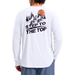 imageMens Sun Protection Shirts UPF 50 Rash Guard for Men Swim Long Sleeve Hiking Fishing Athletic Workout ShirtPeak Sunset