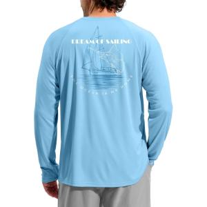 imageMens Sun Protection Shirts UPF 50 Rash Guard for Men Swim Long Sleeve Hiking Fishing Athletic Workout ShirtSailboat