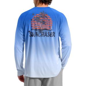 imageMens Sun Protection Shirts UPF 50 Rash Guard for Men Swim Long Sleeve Hiking Fishing Athletic Workout ShirtSun Coconut Tree
