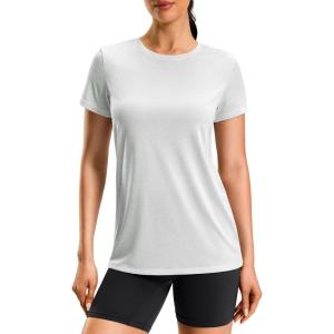imageWorkout Shirts for Women Lightweight HipLength Long Tshirts Dry Fit Short Sleeve Athletic Tops Gym Running Summer CasualHeather Halo Gray