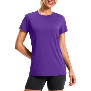 imageWorkout Shirts for Women Lightweight HipLength Long Tshirts Dry Fit Short Sleeve Athletic Tops Gym Running Summer CasualPurple