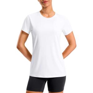 imageWorkout Shirts for Women Lightweight HipLength Long Tshirts Dry Fit Short Sleeve Athletic Tops Gym Running Summer CasualWhite