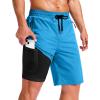 imageG Gradual Mens Swim Trunks with Compression Liner 79 Quick Dry Board Shorts Swimsuit Bathing Suit for Men Zipper PocketsBlue