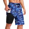 imageG Gradual Mens Swim Trunks with Compression Liner 79 Quick Dry Board Shorts Swimsuit Bathing Suit for Men Zipper PocketsBlue Camo