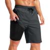 imageG Gradual Mens Swim Trunks with Compression Liner 79 Quick Dry Board Shorts Swimsuit Bathing Suit for Men Zipper PocketsDark Grey