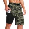imageG Gradual Mens Swim Trunks with Compression Liner 79 Quick Dry Board Shorts Swimsuit Bathing Suit for Men Zipper PocketsGreen Camo