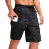 imageG Gradual Mens Swim Trunks with Compression Liner 79 Quick Dry Board Shorts Swimsuit Bathing Suit for Men Zipper PocketsGrey Camo