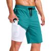 imageG Gradual Mens Swim Trunks with Compression Liner 79 Quick Dry Board Shorts Swimsuit Bathing Suit for Men Zipper PocketsLake Green