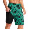 imageG Gradual Mens Swim Trunks with Compression Liner 79 Quick Dry Board Shorts Swimsuit Bathing Suit for Men Zipper PocketsLeaf