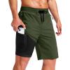 imageG Gradual Mens Swim Trunks with Compression Liner 79 Quick Dry Board Shorts Swimsuit Bathing Suit for Men Zipper PocketsOlive