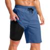 imageG Gradual Mens Swim Trunks with Compression Liner 79 Quick Dry Board Shorts Swimsuit Bathing Suit for Men Zipper PocketsSlate Blue