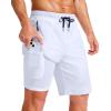 imageG Gradual Mens Swim Trunks with Compression Liner 79 Quick Dry Board Shorts Swimsuit Bathing Suit for Men Zipper PocketsWhite