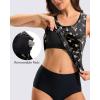 imageG Gradual Tankini Tops for Women High Neck Swim Top Racerback Bathing Suit Tops Modest Swimsuits Tank Top Only No BottomBlack Flower