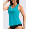 imageG Gradual Tankini Tops for Women High Neck Swim Top Racerback Bathing Suit Tops Modest Swimsuits Tank Top Only No BottomBright Cyan