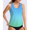 imageG Gradual Tankini Tops for Women High Neck Swim Top Racerback Bathing Suit Tops Modest Swimsuits Tank Top Only No BottomGreenYellow Gradient