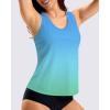 imageG Gradual Tankini Tops for Women High Neck Swim Top Racerback Bathing Suit Tops Modest Swimsuits Tank Top Only No BottomGreenYellow Gradient