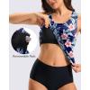 imageG Gradual Tankini Tops for Women High Neck Swim Top Racerback Bathing Suit Tops Modest Swimsuits Tank Top Only No BottomNavy Flower
