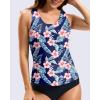 imageG Gradual Tankini Tops for Women High Neck Swim Top Racerback Bathing Suit Tops Modest Swimsuits Tank Top Only No BottomNavy Flower
