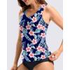 imageG Gradual Tankini Tops for Women High Neck Swim Top Racerback Bathing Suit Tops Modest Swimsuits Tank Top Only No BottomNavy Flower