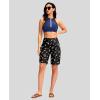 imageG Gradual Womens 9 Long Swim Board Shorts with Pockets High Waisted Knee Length Beach Swimming Shorts for Women with LinerBlack Floral