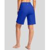 imageG Gradual Womens 9 Long Swim Board Shorts with Pockets High Waisted Knee Length Beach Swimming Shorts for Women with LinerBlue