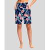 imageG Gradual Womens 9 Long Swim Board Shorts with Pockets High Waisted Knee Length Beach Swimming Shorts for Women with LinerNavy Flower