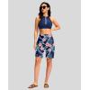 imageG Gradual Womens 9 Long Swim Board Shorts with Pockets High Waisted Knee Length Beach Swimming Shorts for Women with LinerNavy Flower