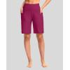 imageG Gradual Womens 9 Long Swim Board Shorts with Pockets High Waisted Knee Length Beach Swimming Shorts for Women with LinerPlum