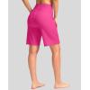 imageG Gradual Womens 9 Long Swim Board Shorts with Pockets High Waisted Knee Length Beach Swimming Shorts for Women with LinerRosy