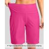 imageG Gradual Womens 9 Long Swim Board Shorts with Pockets High Waisted Knee Length Beach Swimming Shorts for Women with LinerRosy