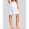 imageG Gradual Womens 9 Long Swim Board Shorts with Pockets High Waisted Knee Length Beach Swimming Shorts for Women with LinerWhite