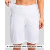 imageG Gradual Womens 9 Long Swim Board Shorts with Pockets High Waisted Knee Length Beach Swimming Shorts for Women with LinerWhite