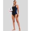 imageG Gradual Womens Athletic One Piece Swimsuit with Adjustable Straps Competitive Racerback Modest Bathing Suit for WomenBlackDeep Blue