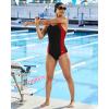 imageG Gradual Womens Athletic One Piece Swimsuit with Adjustable Straps Competitive Racerback Modest Bathing Suit for WomenBlackRed
