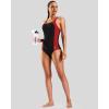 imageG Gradual Womens Athletic One Piece Swimsuit with Adjustable Straps Competitive Racerback Modest Bathing Suit for WomenBlackRed