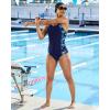 imageG Gradual Womens Athletic One Piece Swimsuit with Adjustable Straps Competitive Racerback Modest Bathing Suit for WomenNavyBlue Leaf