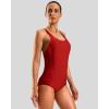 imageG Gradual Womens Athletic One Piece Swimsuit with Adjustable Straps Competitive Racerback Modest Bathing Suit for WomenRed