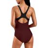 imageG Gradual Womens Athletic One Piece Swimsuit with Adjustable Straps Competitive Racerback Modest Bathing Suit for WomenWineBlack