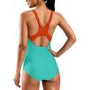 imageG Gradual Womens Athletic One Piece Swimsuit with Adjustable Straps Competitive Racerback Modest Bathing Suit for WomenX AquaOrange