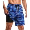 imageG Gradual Mens Swim Trunks with Compression Liner 79 Quick Dry Board Shorts Swimsuit Bathing Suit for Men Zipper PocketsBlue Camo