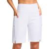 imageG Gradual Womens 9 Long Swim Board Shorts with Pockets High Waisted Knee Length Beach Swimming Shorts for Women with LinerWhite