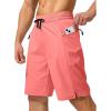 imageMens Swim Trunks Quick Dry Board Shorts with Zipper Pockets Beach Shorts Bathing Suits for Men  No Mesh LinerPink